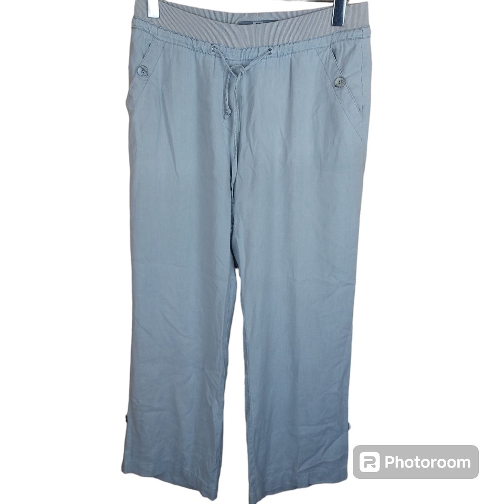Linen 100% TRISTAN relaxed fit gray comfortable light pants Size Small